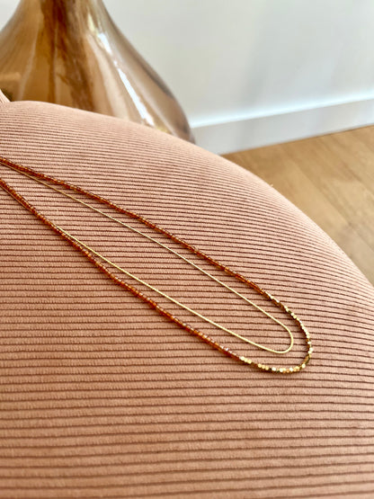 Collier double SARAH perles marrons