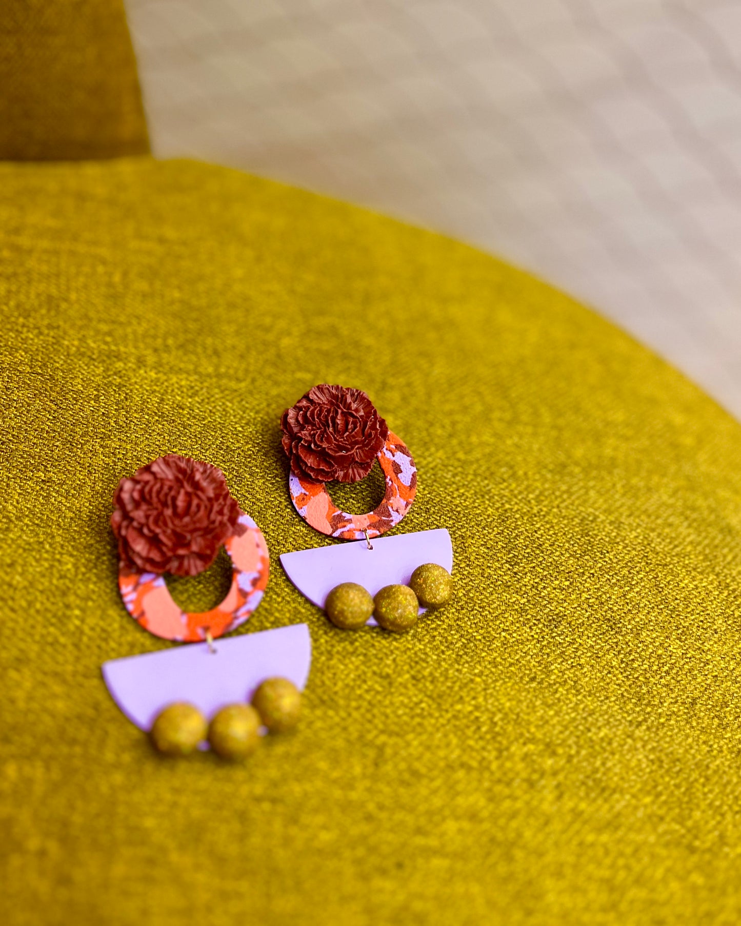 Boucles d'oreilles LAËTITIA bordeaux/lilas