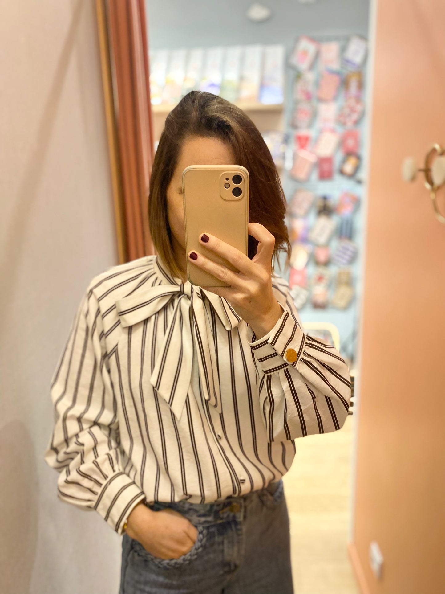 Chemise SUZETTE lavallière rayée