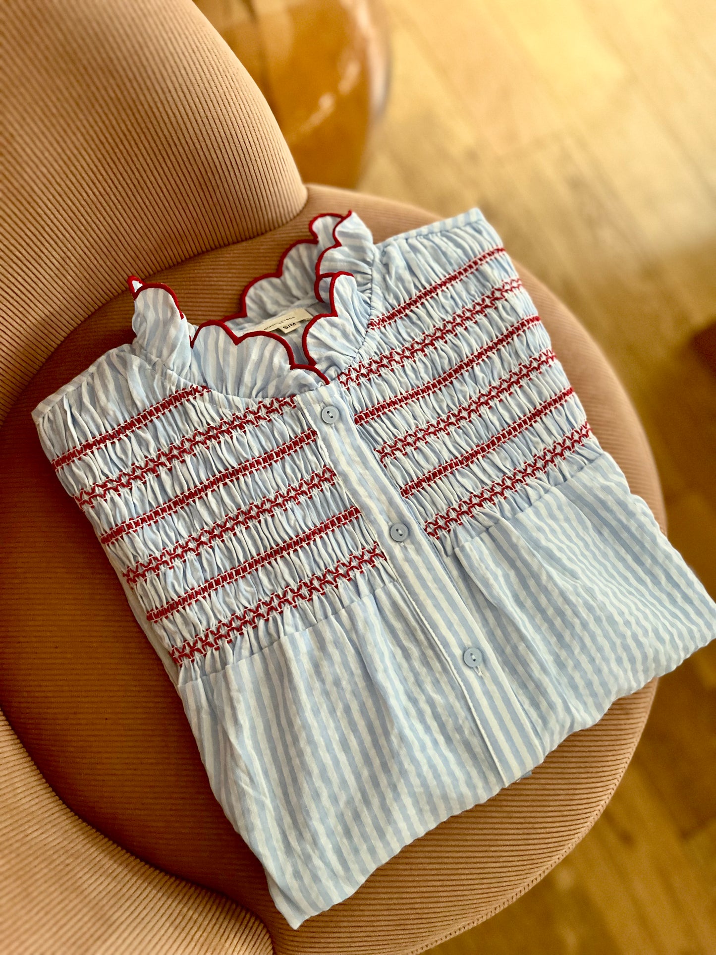 Chemisier CHLOÉ smocké bleu ciel