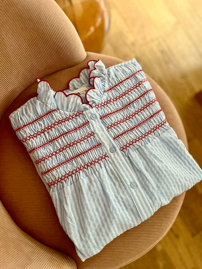 Chemisier CHLOÉ smocké bleu ciel