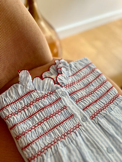 Chemisier CHLOÉ smocké bleu ciel