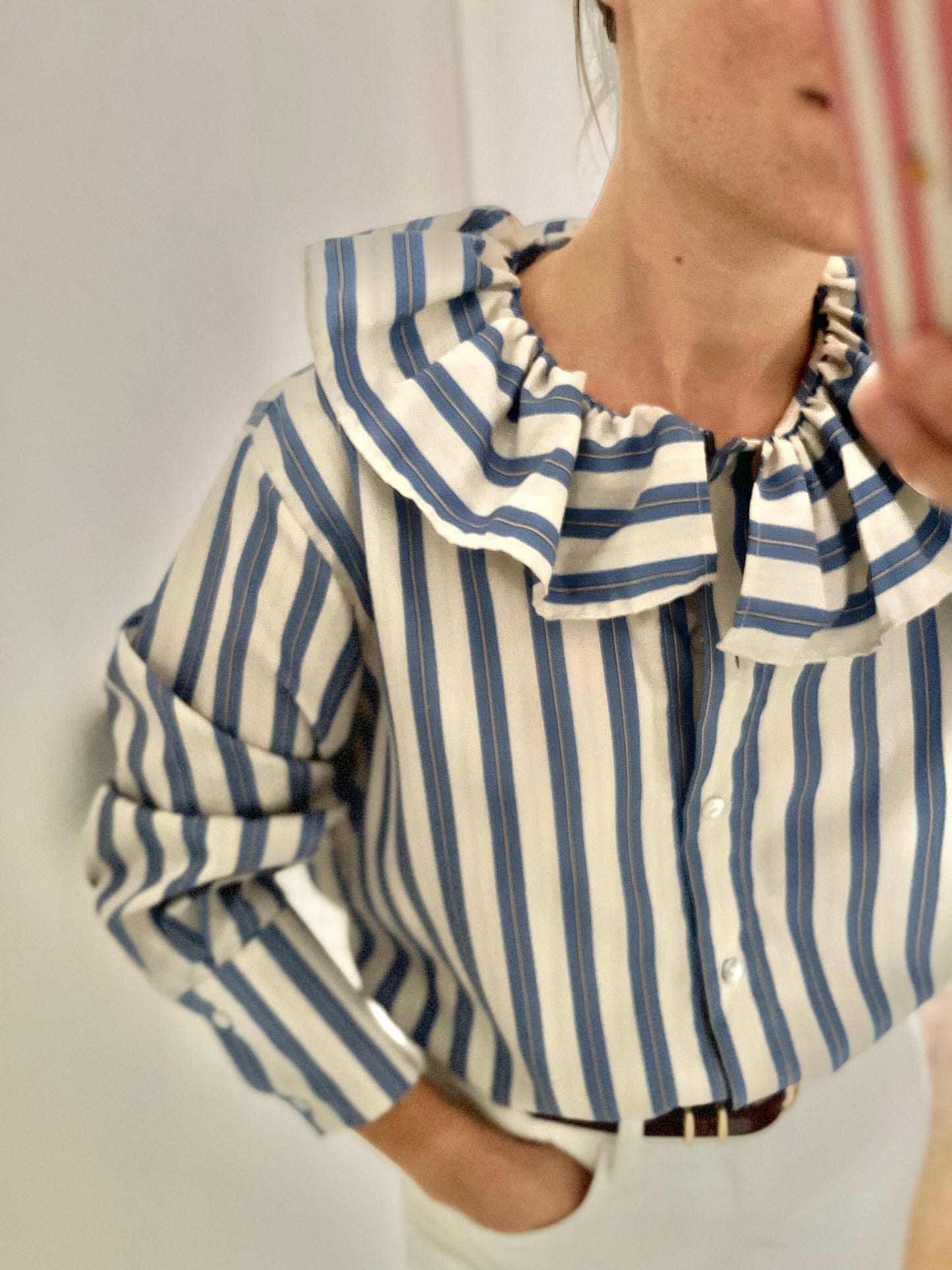 Chemise AGATHE rayée bleue