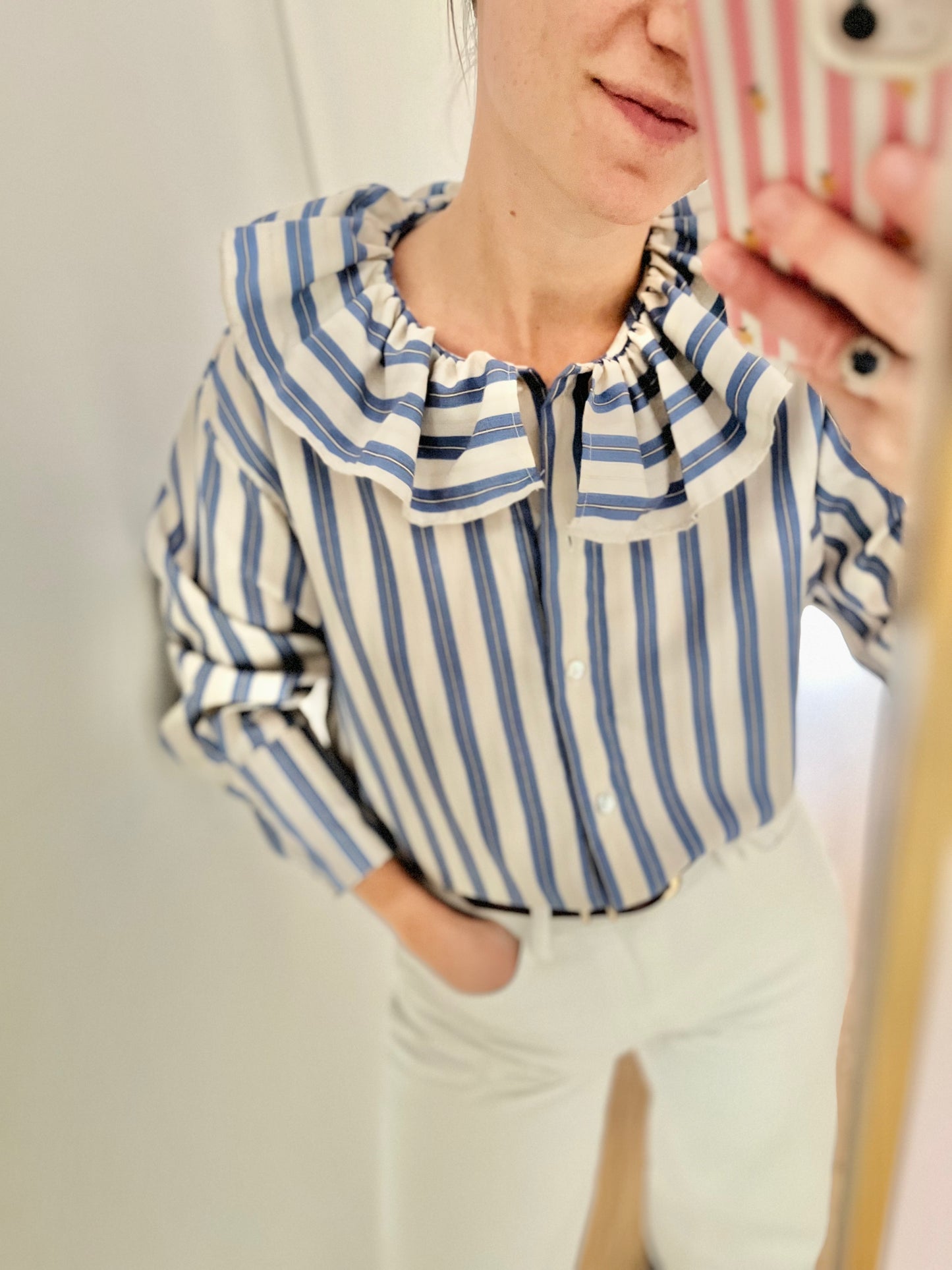 Chemise AGATHE rayée bleue