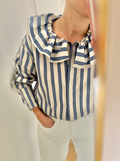 Chemise AGATHE rayée bleue