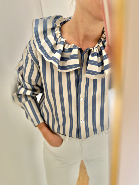 Chemise AGATHE rayée bleue