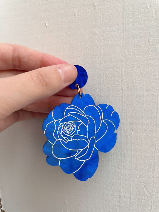 Boucles d'oreilles PIVOINE bleues