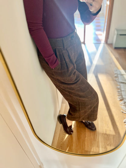 Pantalon BASILE carreaux marron/kaki