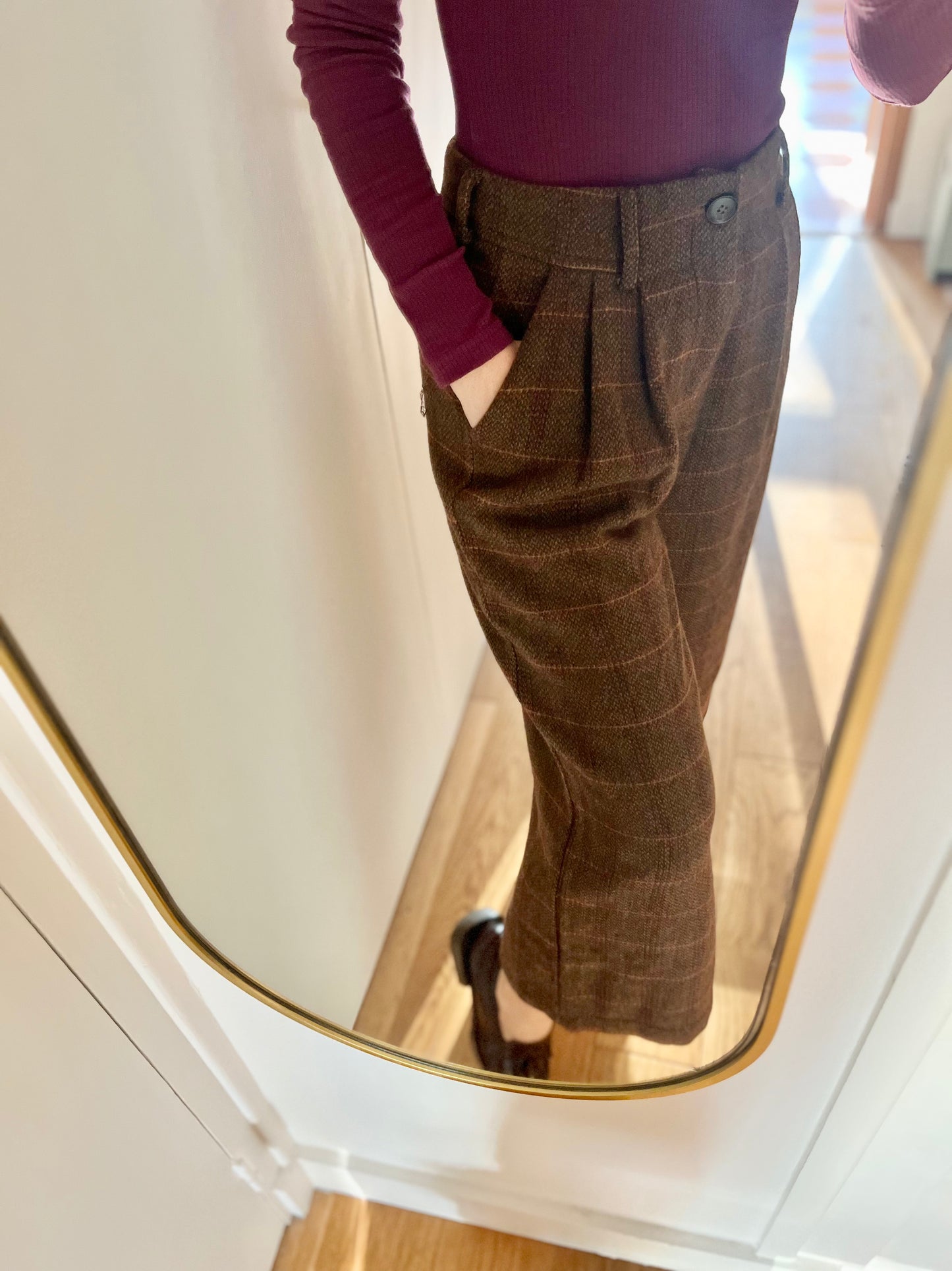Pantalon BASILE carreaux marron/kaki