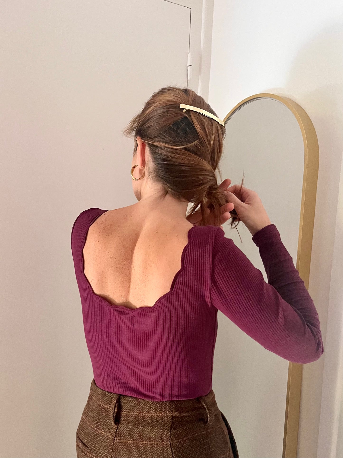 Body JOSÉPHINE festonné prune