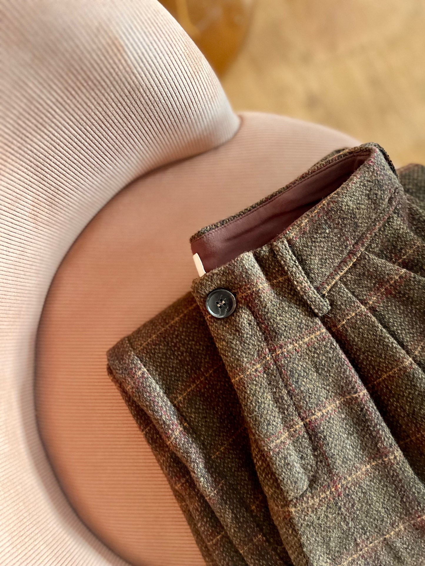 Pantalon BASILE carreaux marron/kaki