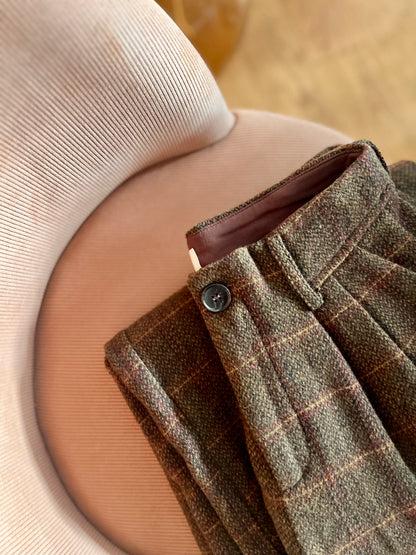 Pantalon BASILE carreaux marron/kaki