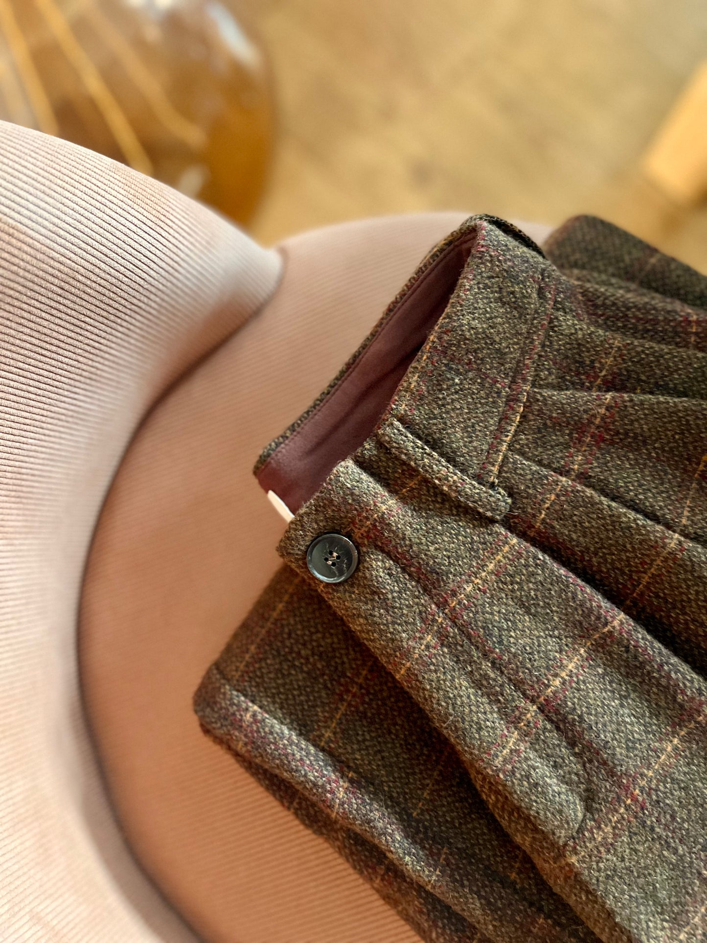 Pantalon BASILE carreaux marron/kaki