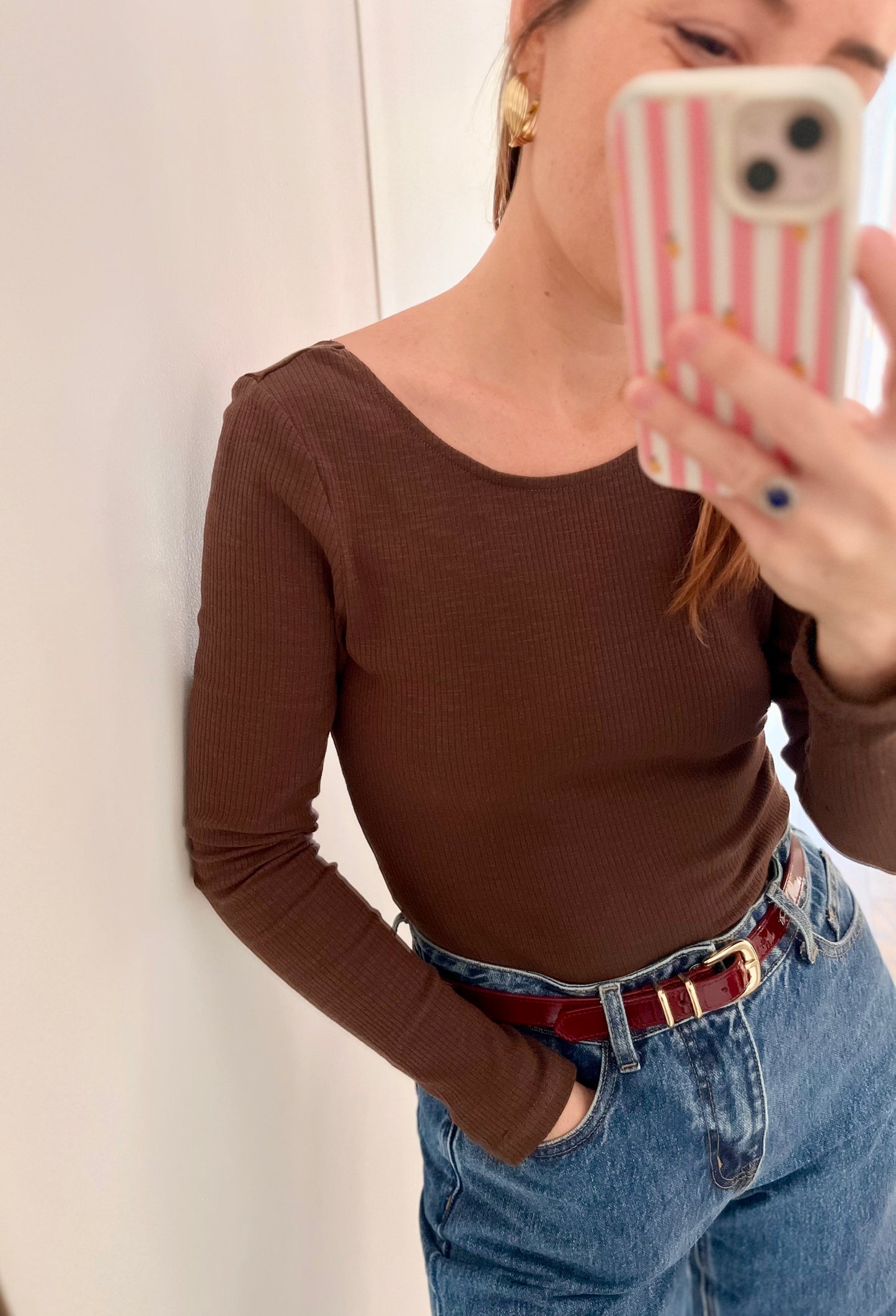Body JOSÉPHINE festonné chocolat