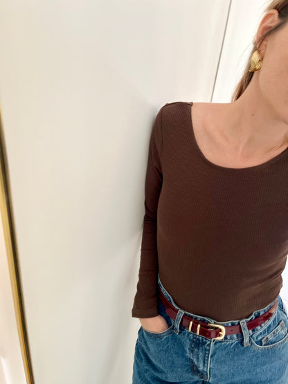 Body JOSÉPHINE festonné chocolat