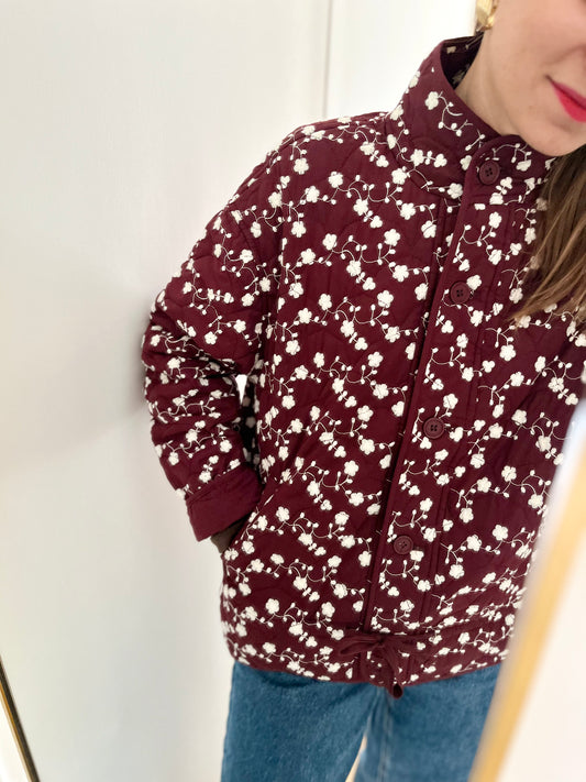 Veste ELISA brodée bordeaux
