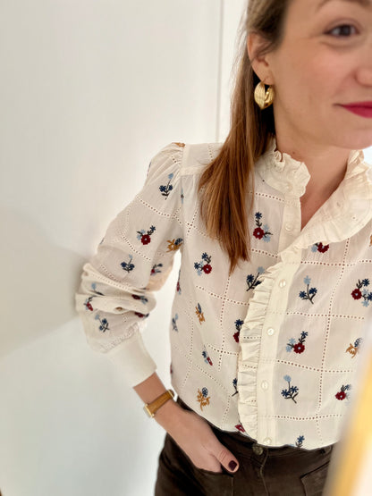 Chemise CAPUCINE brodée écrue