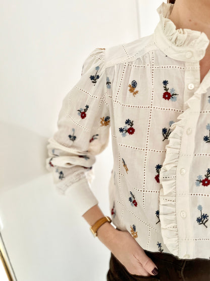 Chemise CAPUCINE brodée écrue