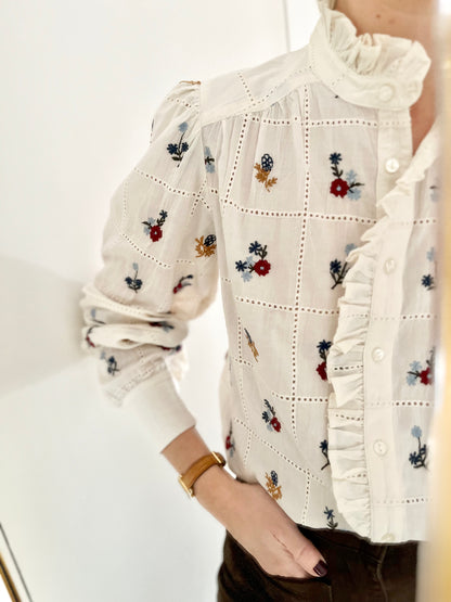 Chemise CAPUCINE brodée écrue