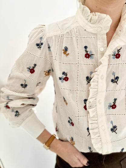 Chemise CAPUCINE brodée écrue