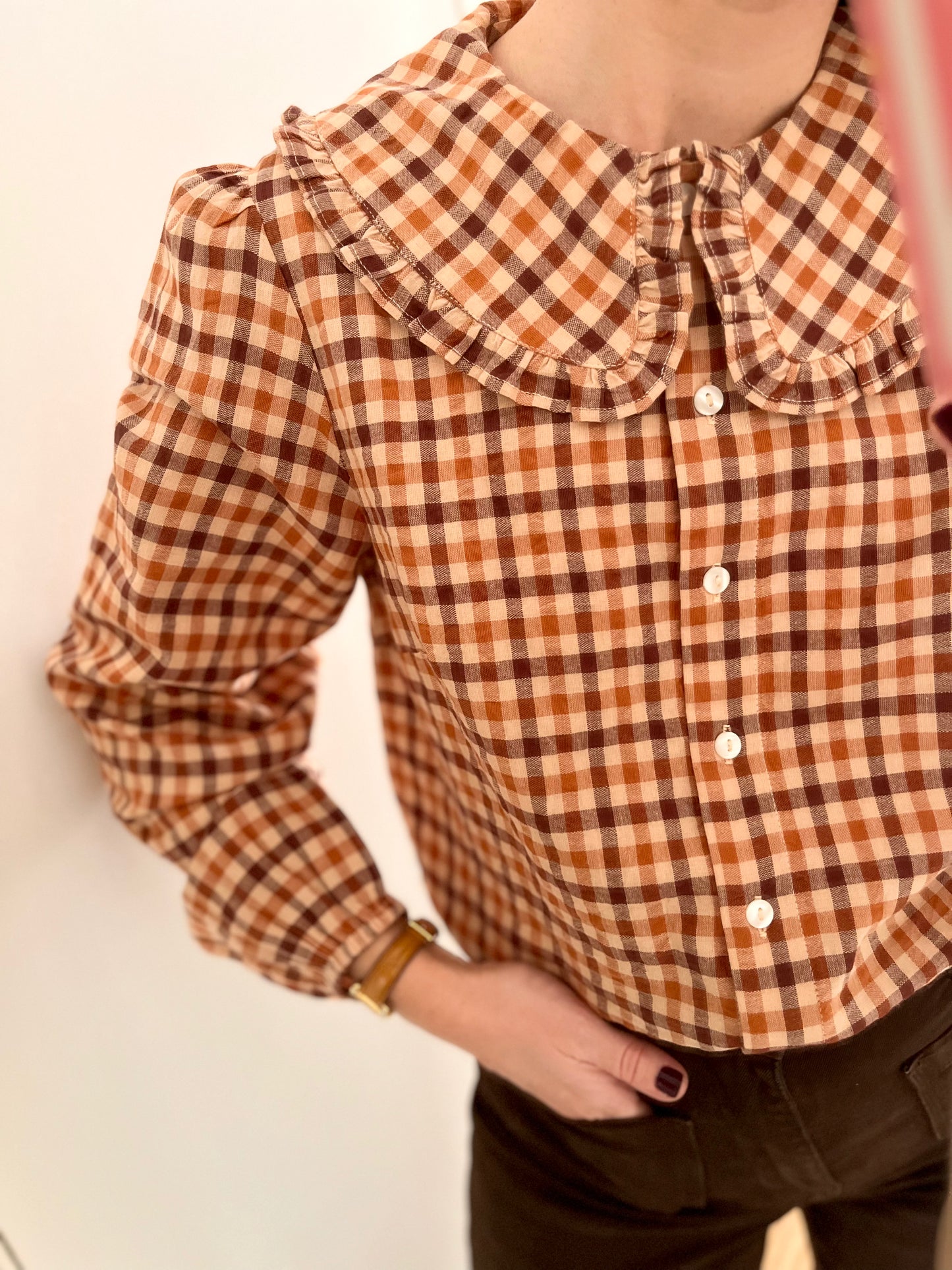 Chemise ULIA carreaux marron