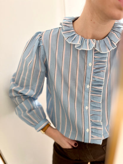 Chemise ACHILLE rayée bleue