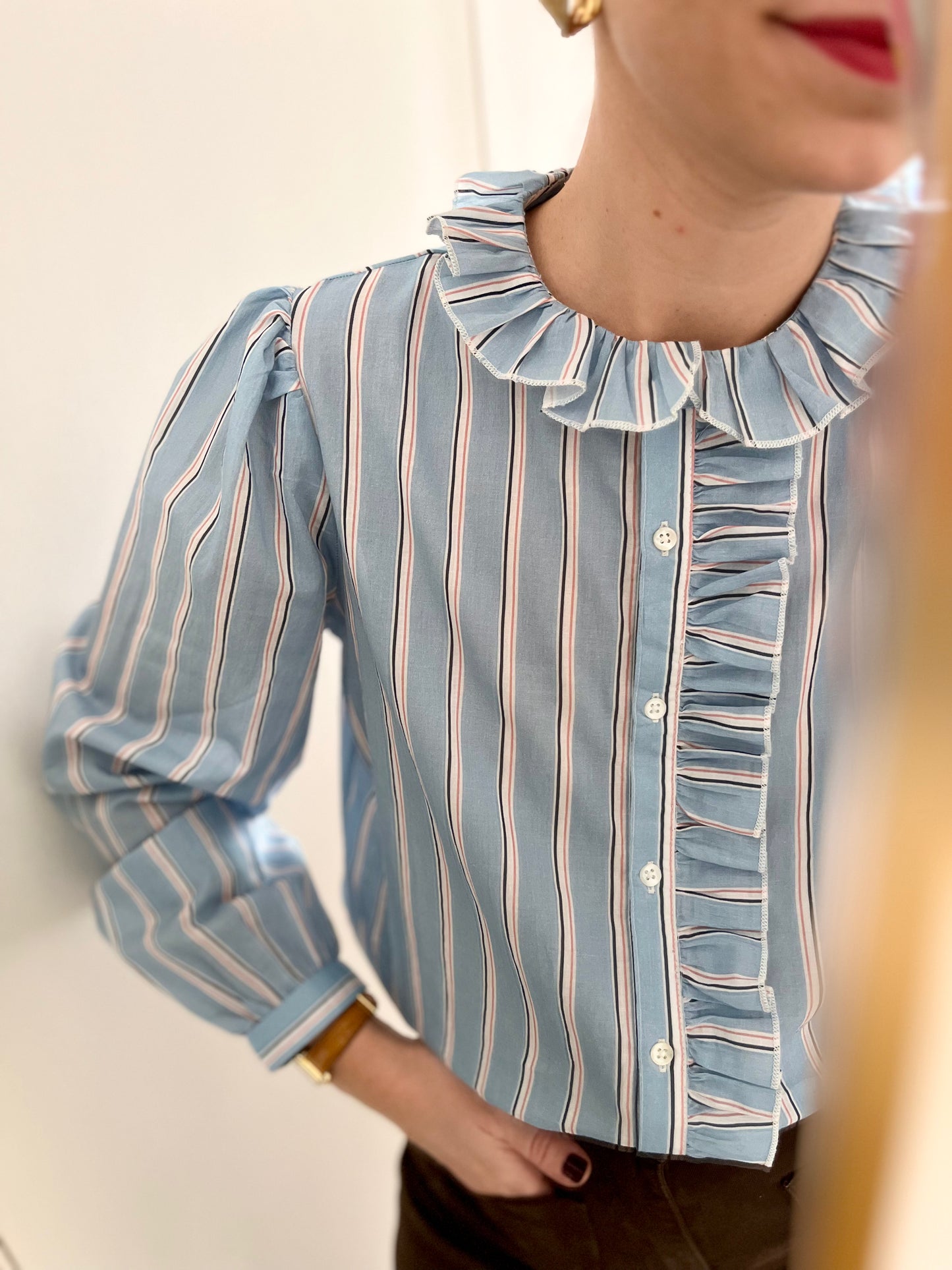 Chemise ACHILLE rayée bleue