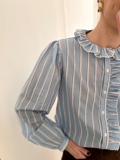 Chemise ACHILLE rayée bleue