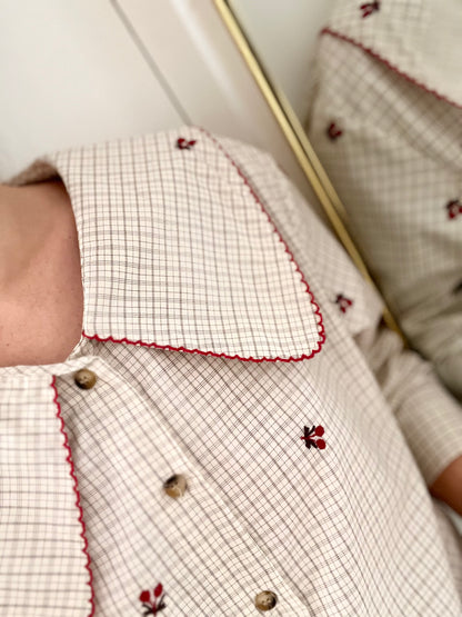 Chemise CASSANDRE brodée cerise
