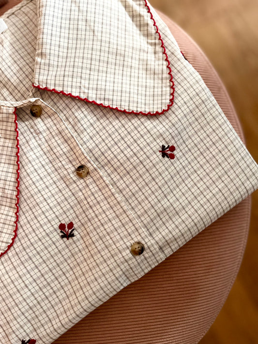 Chemise CASSANDRE brodée cerise