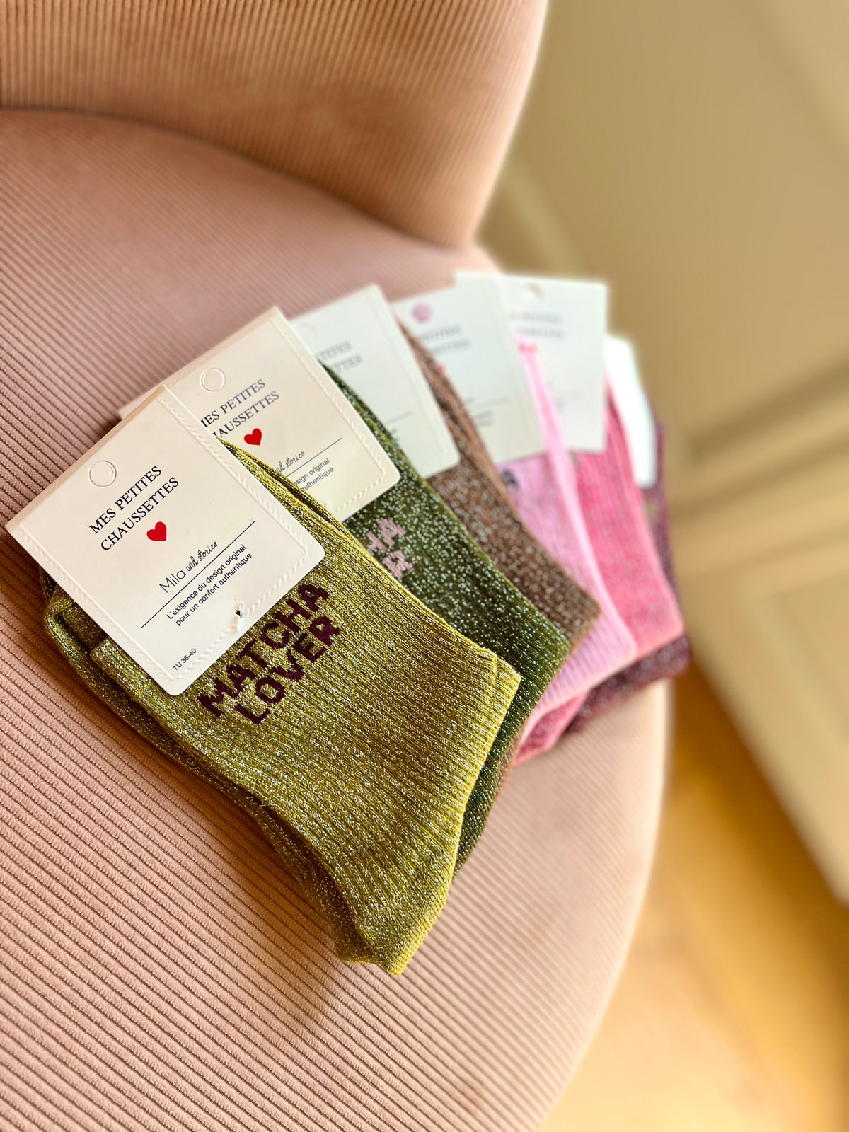 Chaussettes pailletées MATCHA LOVER