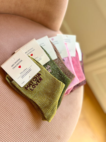 Chaussettes pailletées MATCHA LOVER