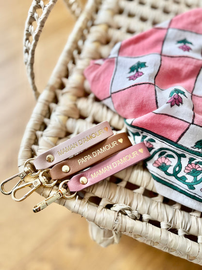 Porte-clés MAMAN D'AMOUR vieux rose