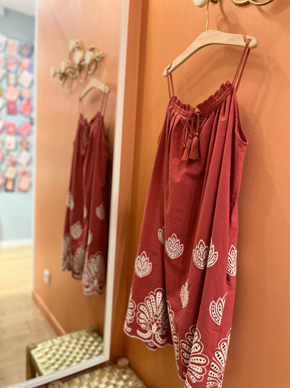 Robe ÉLISE brodée terracotta