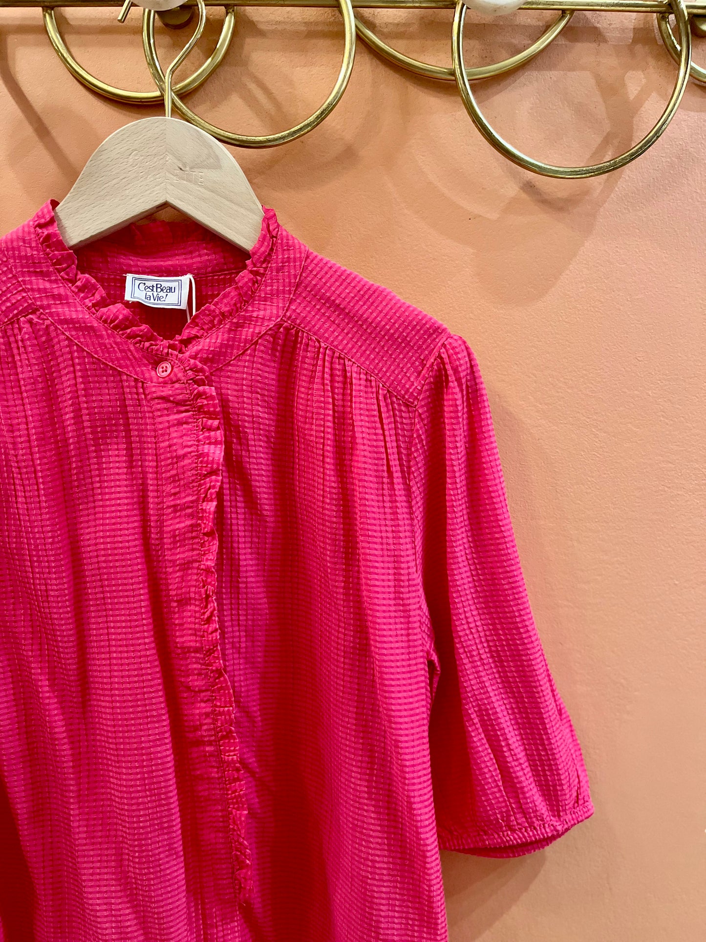 Chemise CANDICE carreaux rose