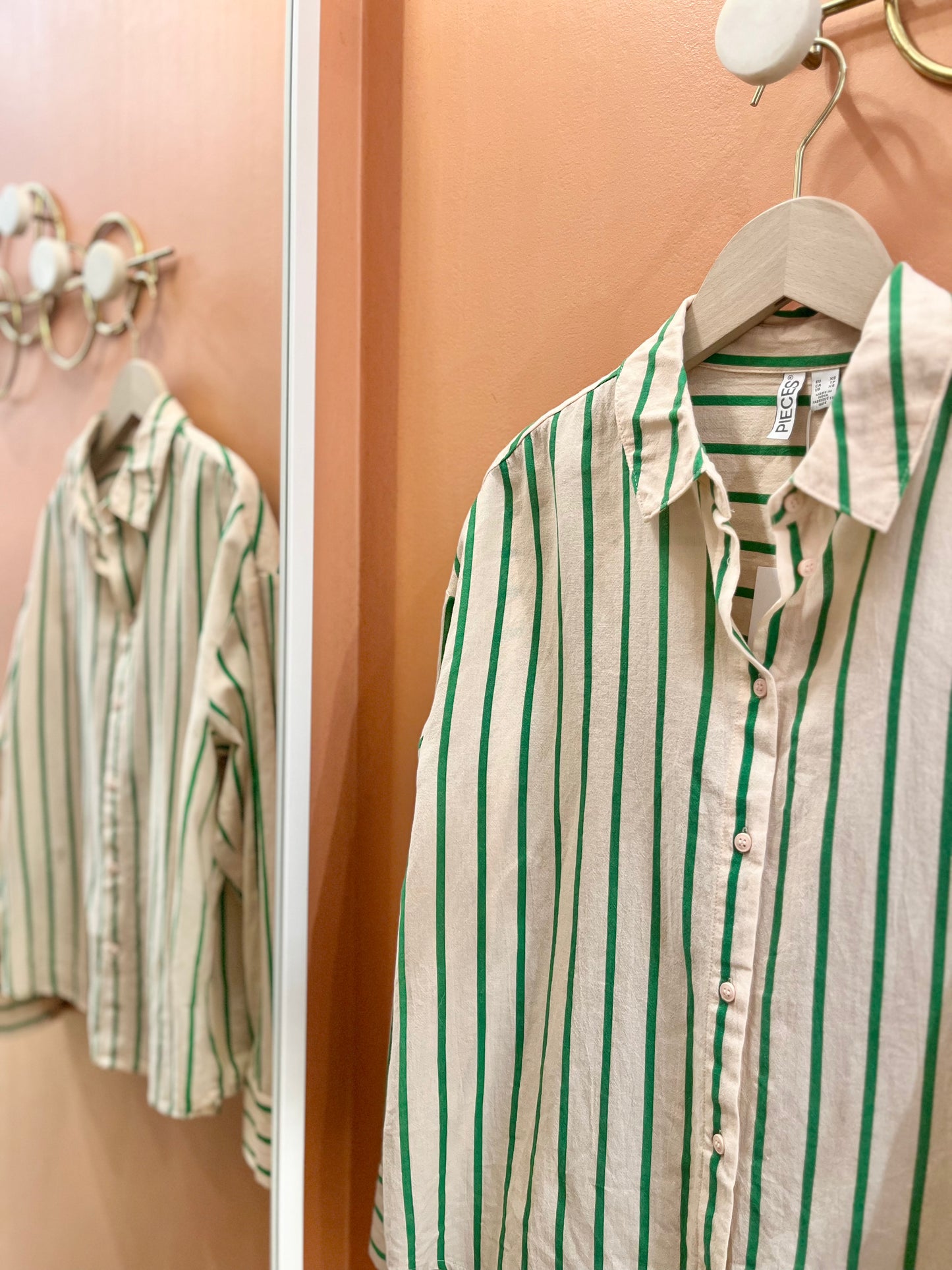 Chemise JAVIA rayée verte