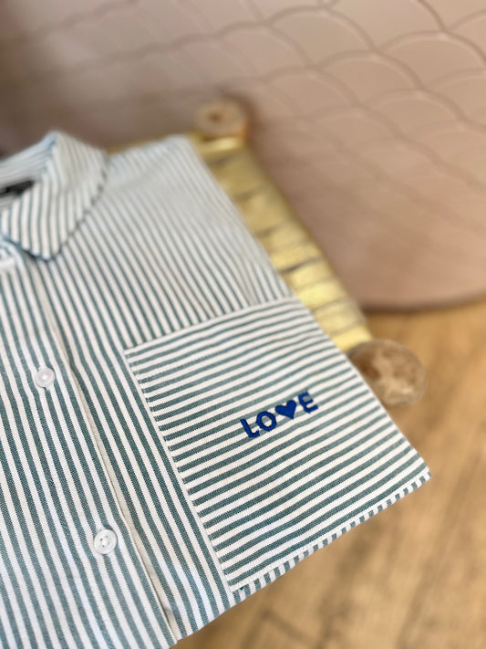 Chemise IRENE rayée verte