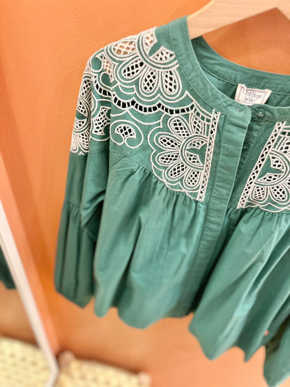 Blouse MARION vert brodé