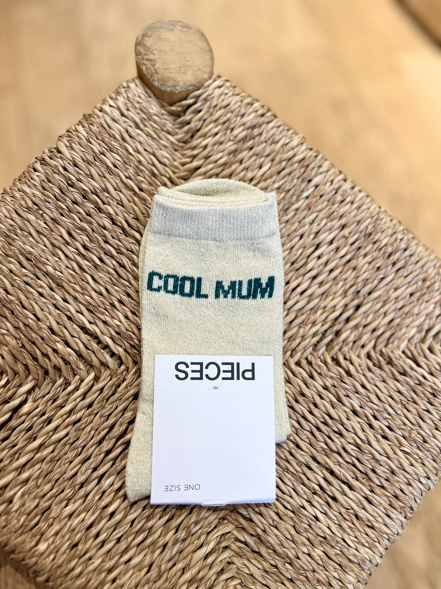 Chaussettes pailletées NOLIA cool mum sables