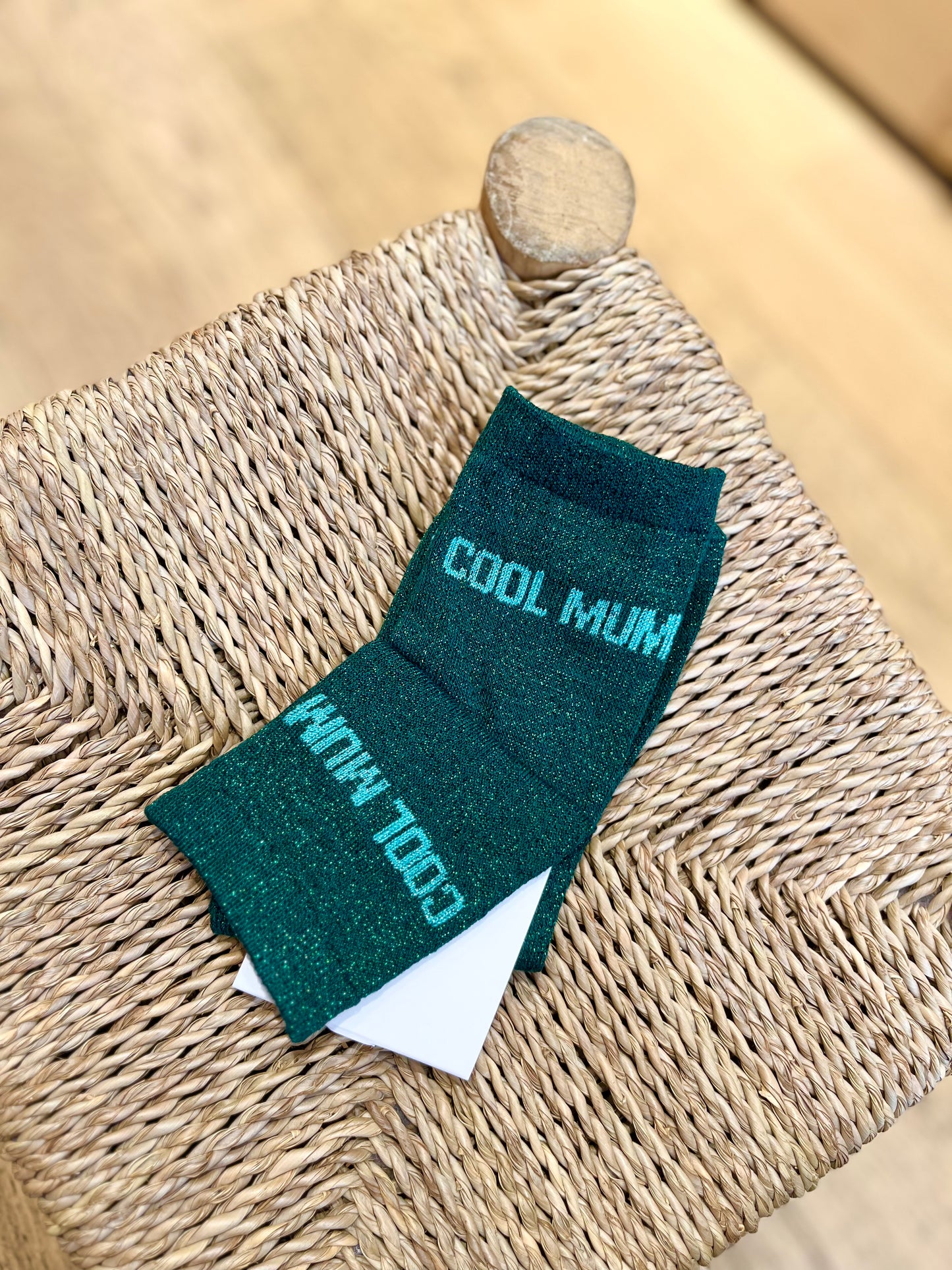 Chaussettes pailletées NOLIA cool mum vertes