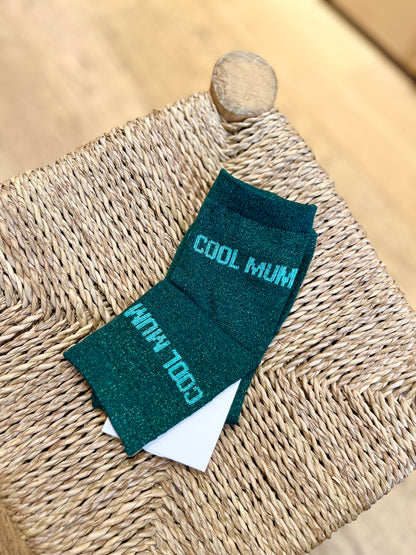 Chaussettes pailletées NOLIA cool mum vertes