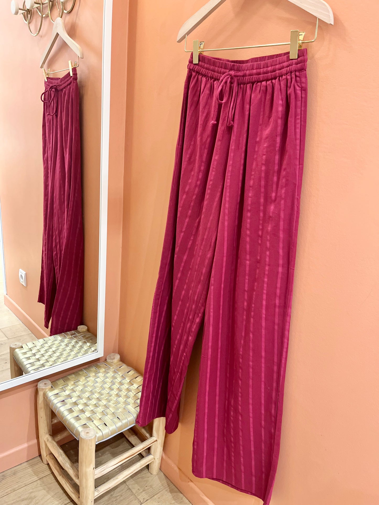 Pantalon BOVIE rayé rose