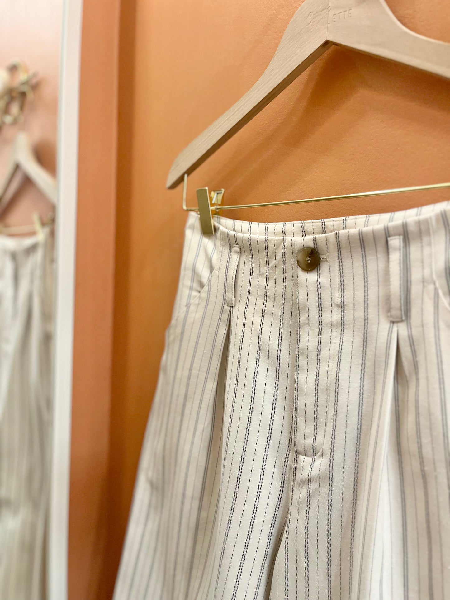Pantalon OLYMPIA rayé écru