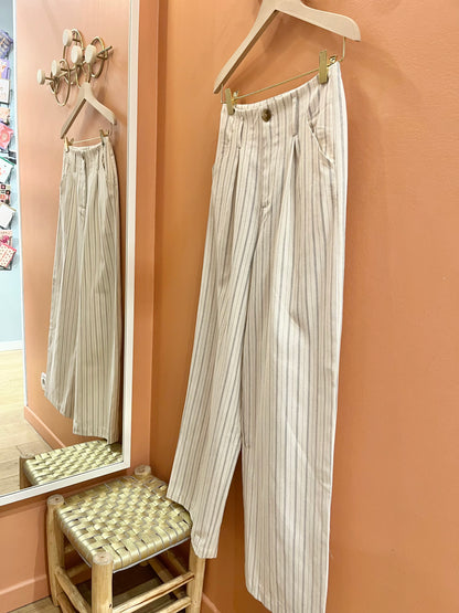 Pantalon OLYMPIA rayé écru