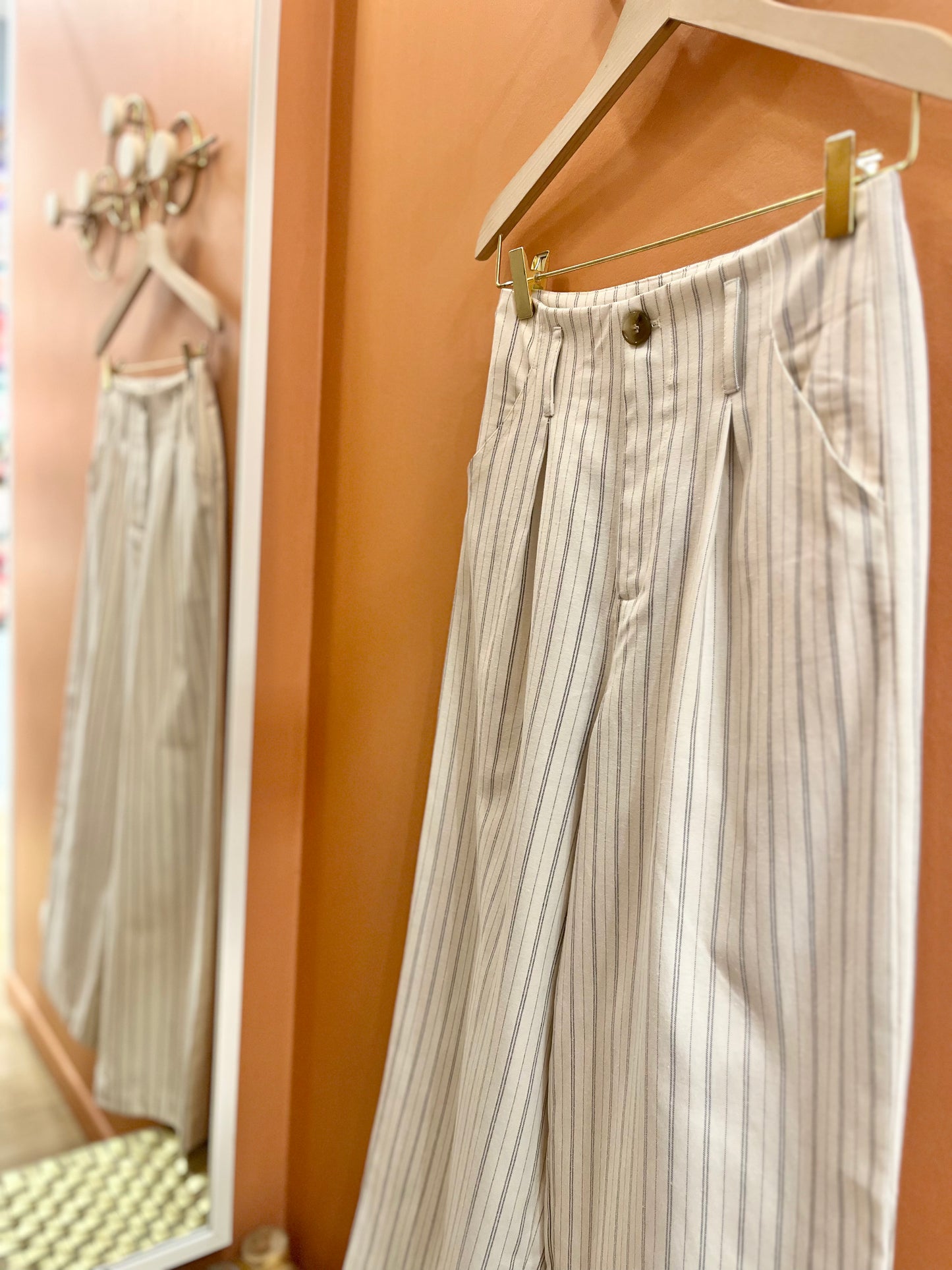 Pantalon OLYMPIA rayé écru