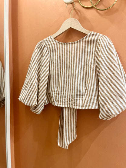 Haut SUZANNE rayé beige