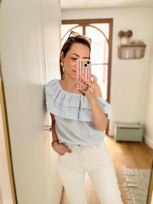 Haut INÈS rayé bleu