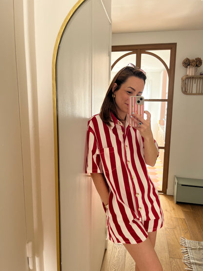Combishort DIANE rayée rouge