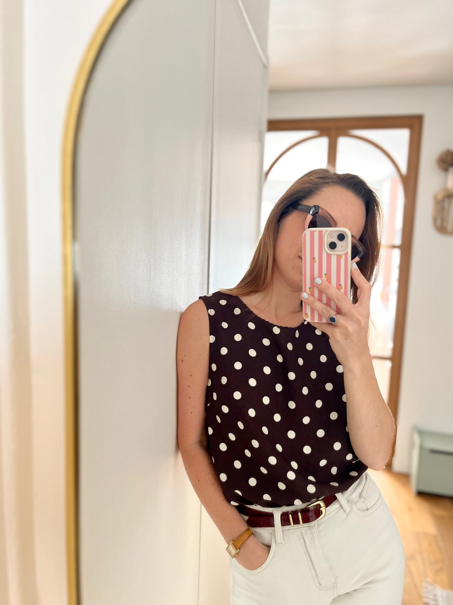 Haut PAULINE pois chocolat