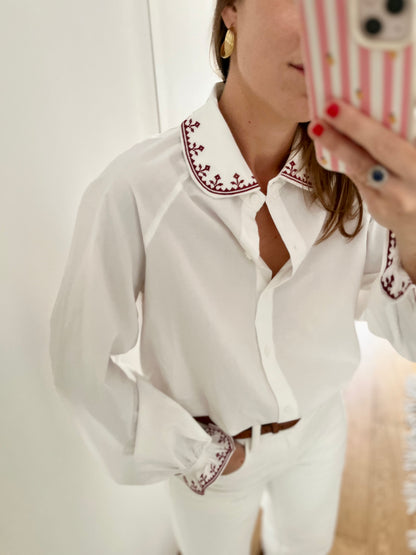 Chemise SIRACUSA brodée bordeaux